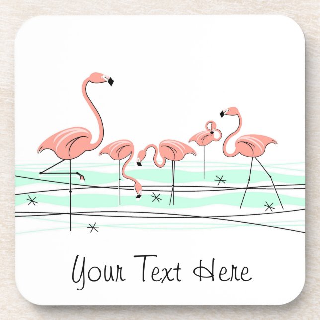 Flamingo Ocean Group Text coasters plastic (Front)