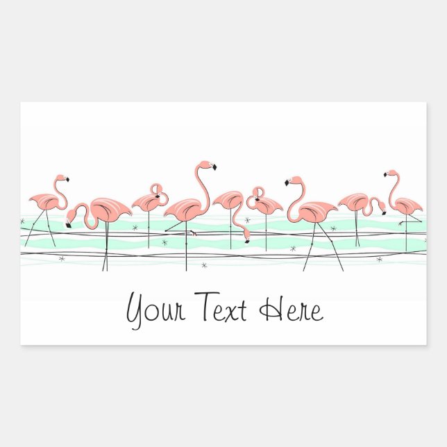 Flamingo Ocean Line sticker rectangle (Front)
