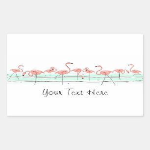 Flamingo Ocean Line sticker rectangle