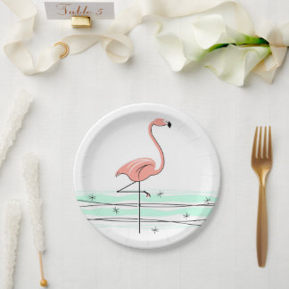 Flamingo Ocean paper plate