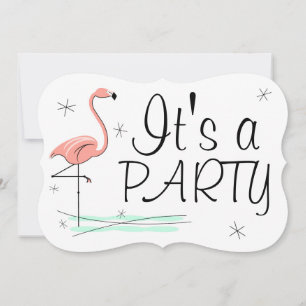 Flamingo Ocean 'Party' invitation bracket