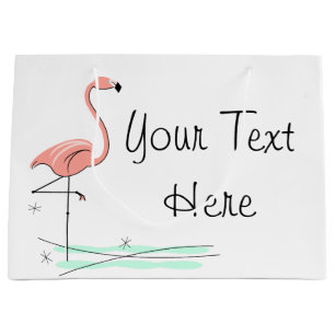 Flamingo Ocean Side Text gift bag large