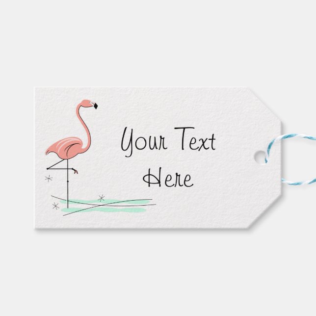 Flamingo Ocean Side Text gift tags (Front (Horizontal))