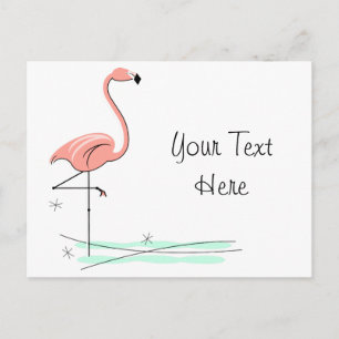 Flamingo Ocean Side Text postcard