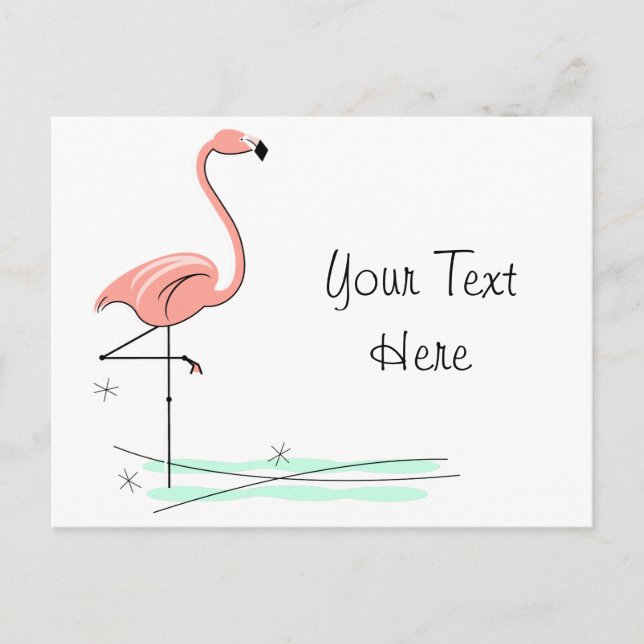 Flamingo Ocean Side Text postcard (Front)