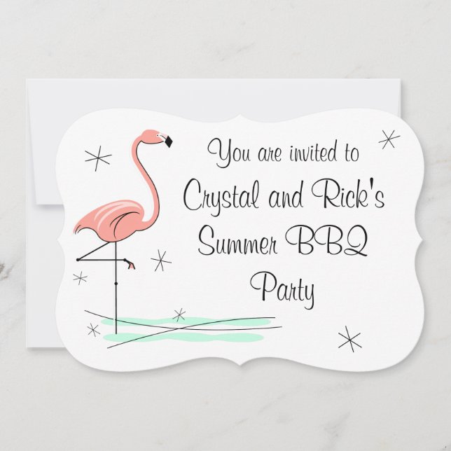 Flamingo Ocean Side 'You are invited' bracket Invitation (Front)