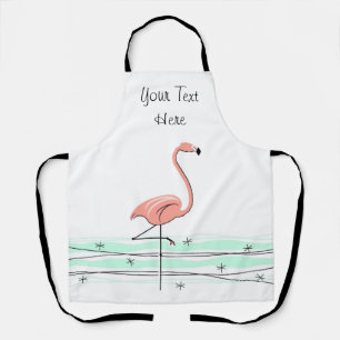 Flamingo Ocean Text all over apron