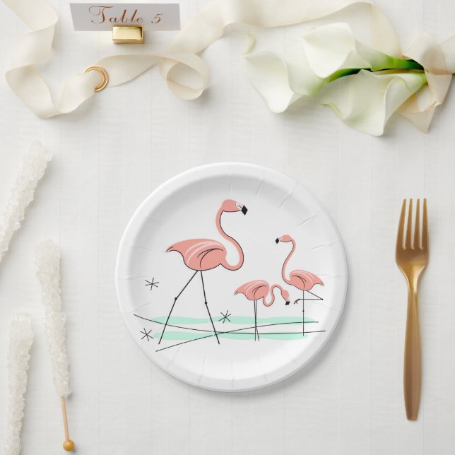 Flamingo Ocean Trio 2 paper plate (Wedding)