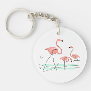 Flamingo  Ocean Trio 2 text back acrylic key chain