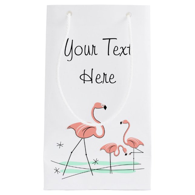 Flamingo Ocean Trio 2 Text gift bag small (Front)