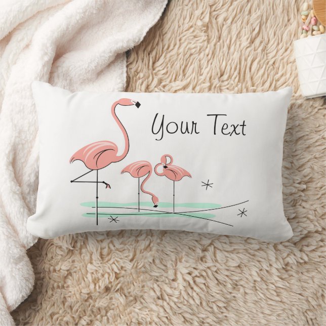 Flamingo Ocean Trio 4 aqua back lumbar Cushion (Blanket)