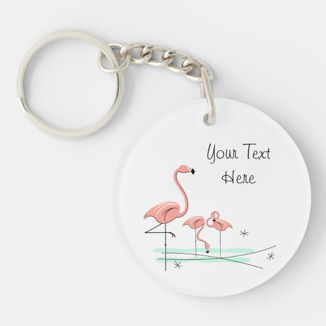 Flamingo Ocean Trio 4 Text acrylic key chain (Front)