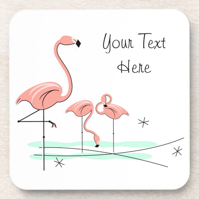 Flamingo Ocean Trio 4 Text coasters plastic (Front)