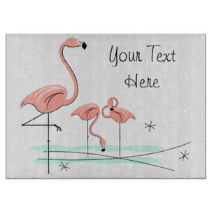 Flamingo Ocean Trio 4 Text cutting board