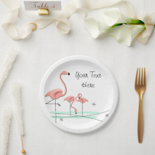 Flamingo Ocean Trio 4 Text paper plate
