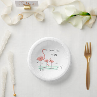 Flamingo Ocean Trio 4 Text Paper Plate