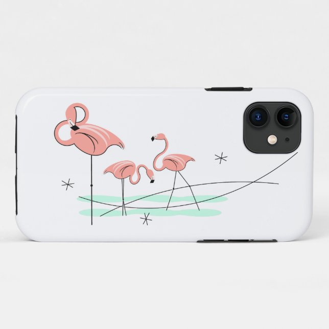 Flamingo Ocean Trio iPhone 11 tough Case-Mate iPhone Case (Back (Horizontal))