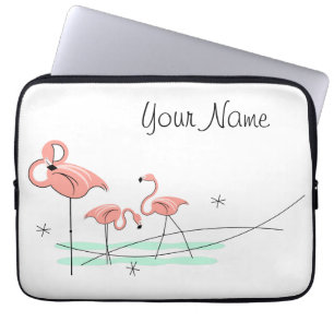 Flamingo Ocean Trio Name laptop sleeve