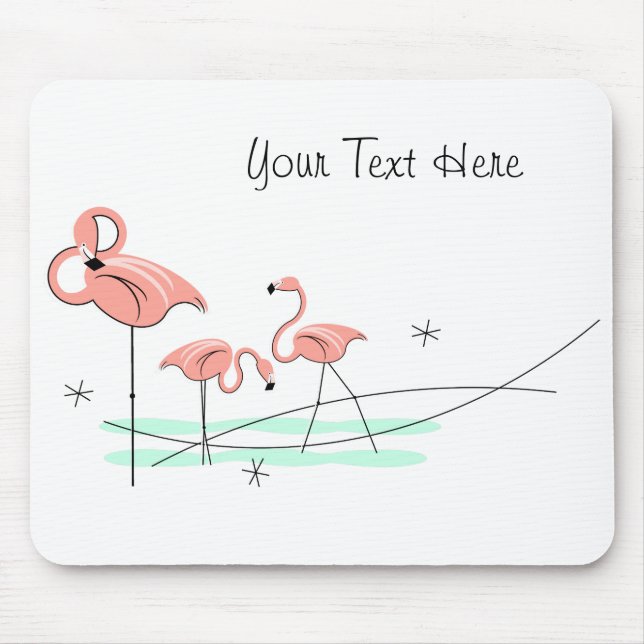 Flamingo Ocean Trio  "Text" mousepad (Front)
