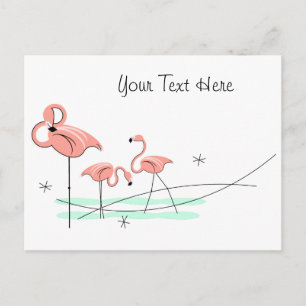 Flamingo Ocean Trio Text postcard
