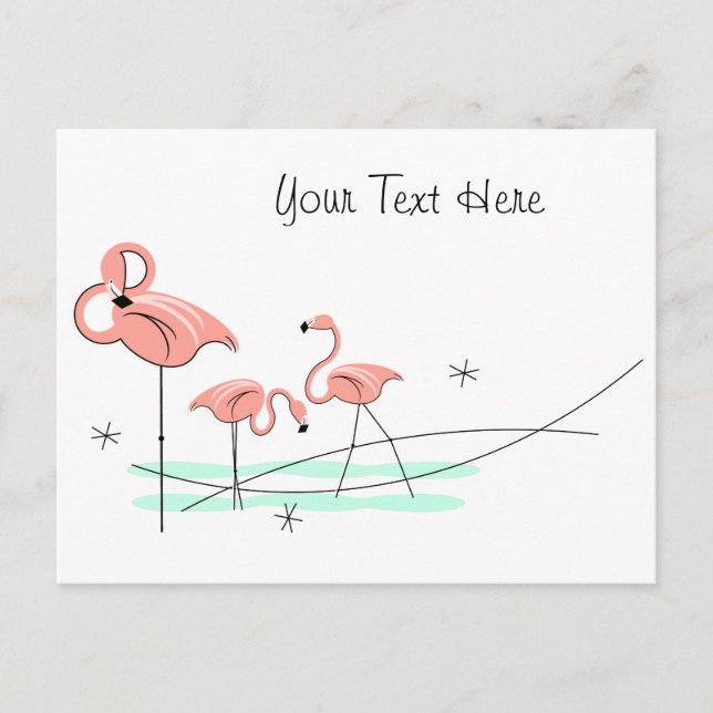 Flamingo Ocean Trio Text postcard (Front)
