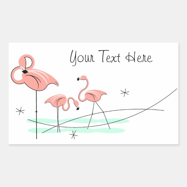 Flamingo Ocean Trio Text sticker rectangle (Front)
