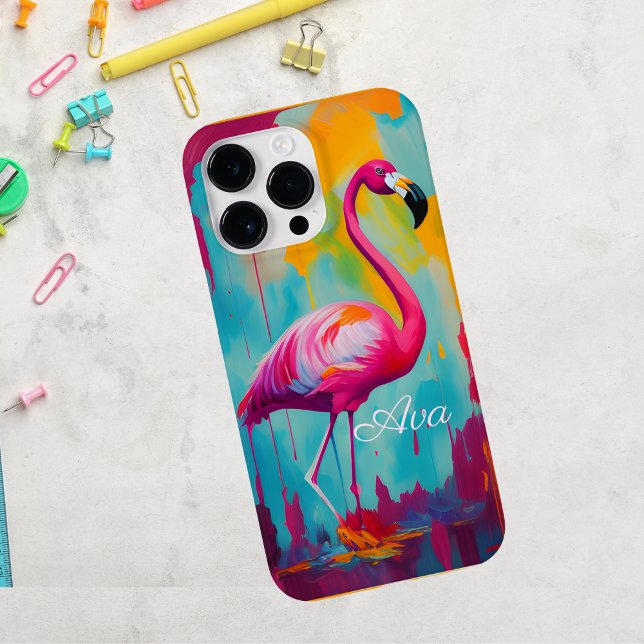 Flamingo Oil Painting Artwork Personalised Case-Mate iPhone Case (Creator Uploaded)