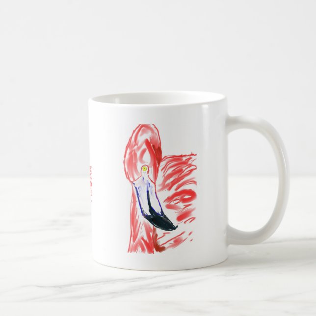 Flamingo Oil Painting Pink Flamingoe drawing Coffee Mug (Right)