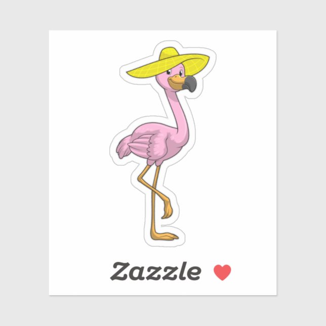 Flamingo on Beach with Hat (Sheet)