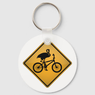 Flamingo on Bicycle Key Ring