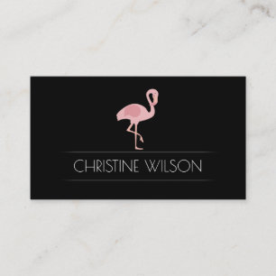 flamingo on black business card