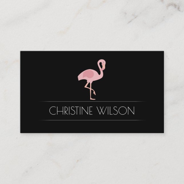 flamingo on black business card (Front)