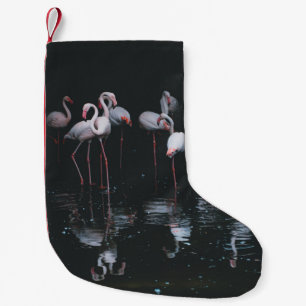 FLAMINGO ON DARK BACKGROUND SMALL CHRISTMAS STOCKING