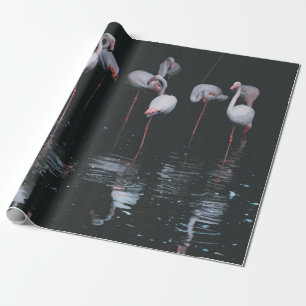 FLAMINGO ON DARK BACKGROUND WRAPPING PAPER