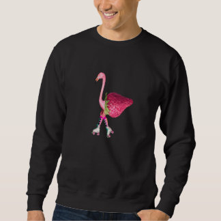 Flamingo on roller skates modern artwork sweatshirt