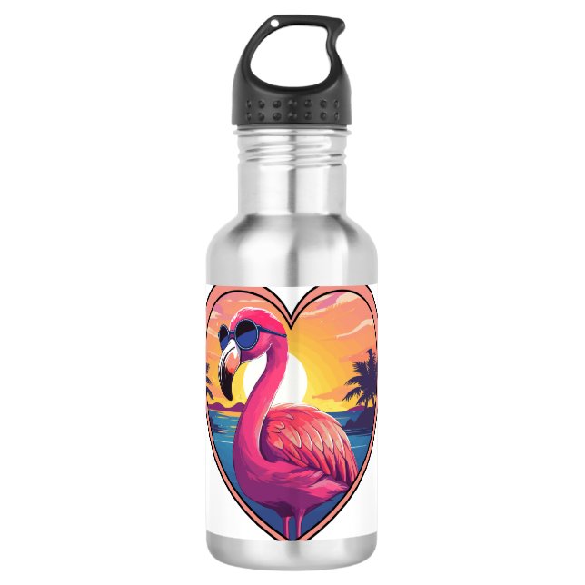 Flamingo on the Beach 710 Ml Water Bottle (Front)