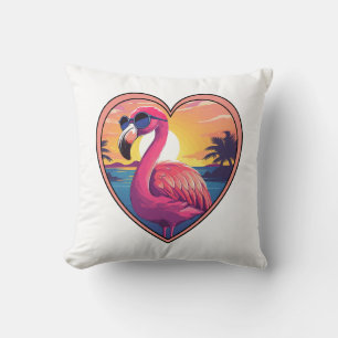 Flamingo on the Beach Cushion