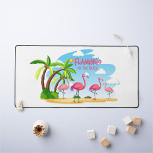 Flamingo on the Beach Desk Mat