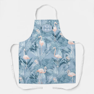 Flamingo Orchid Tropical Pattern Blue ID868 Apron