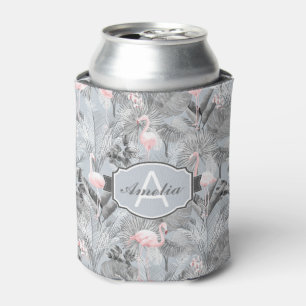 Flamingo Orchid Tropical Pattern Grey ID868 Can Cooler