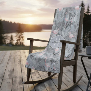 Flamingo Orchid Tropical Pattern Grey ID868 Fleece Blanket