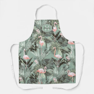 Flamingo Orchid Tropical Pattern Sage ID868 Apron
