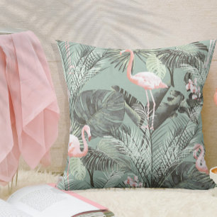Flamingo Orchid Tropical Pattern Sage ID868 Cushion