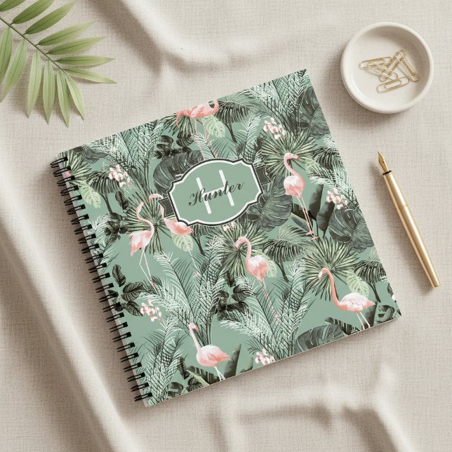Flamingo Orchid Tropical Pattern Sage ID868 Notebook (Creator Uploaded)