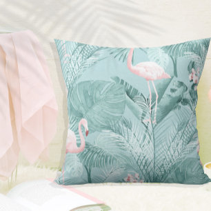 Flamingo Orchid Tropical Pattern Teal ID868 Cushion