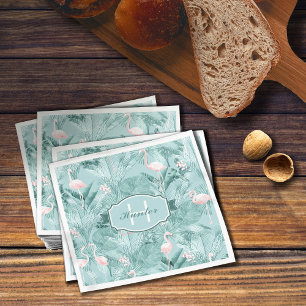 Flamingo Orchid Tropical Pattern Teal ID868 Napkin