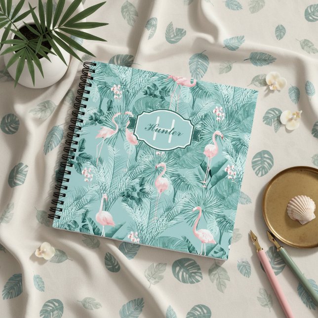 Flamingo Orchid Tropical Pattern Teal ID868 Notebook (Creator Uploaded)