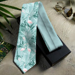 Flamingo Orchid Tropical Pattern Teal ID868 Tie<br><div class="desc">This necktie features a gorgeous pattern of flamingos surrounded by abundant tropical foliage and orchids in soft blush pink and teal. The size of this seamless pattern can be reduced to add more flamingos or enlarged and moved to include only your favorites from six different poses. Search ID868 to see...</div>