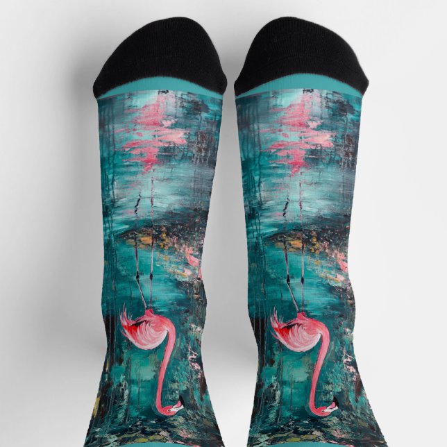 Flamingo Painted Art Socks (Top)