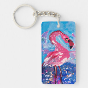 Flamingo Painting Key Ring